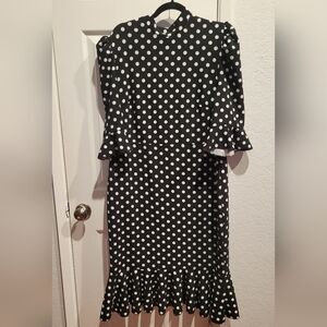 SHEIN Black and White Polka Dot Long Sleeve Dress